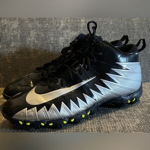 Black and Silver Nike Football Cleats alpha menace shark Sz 14